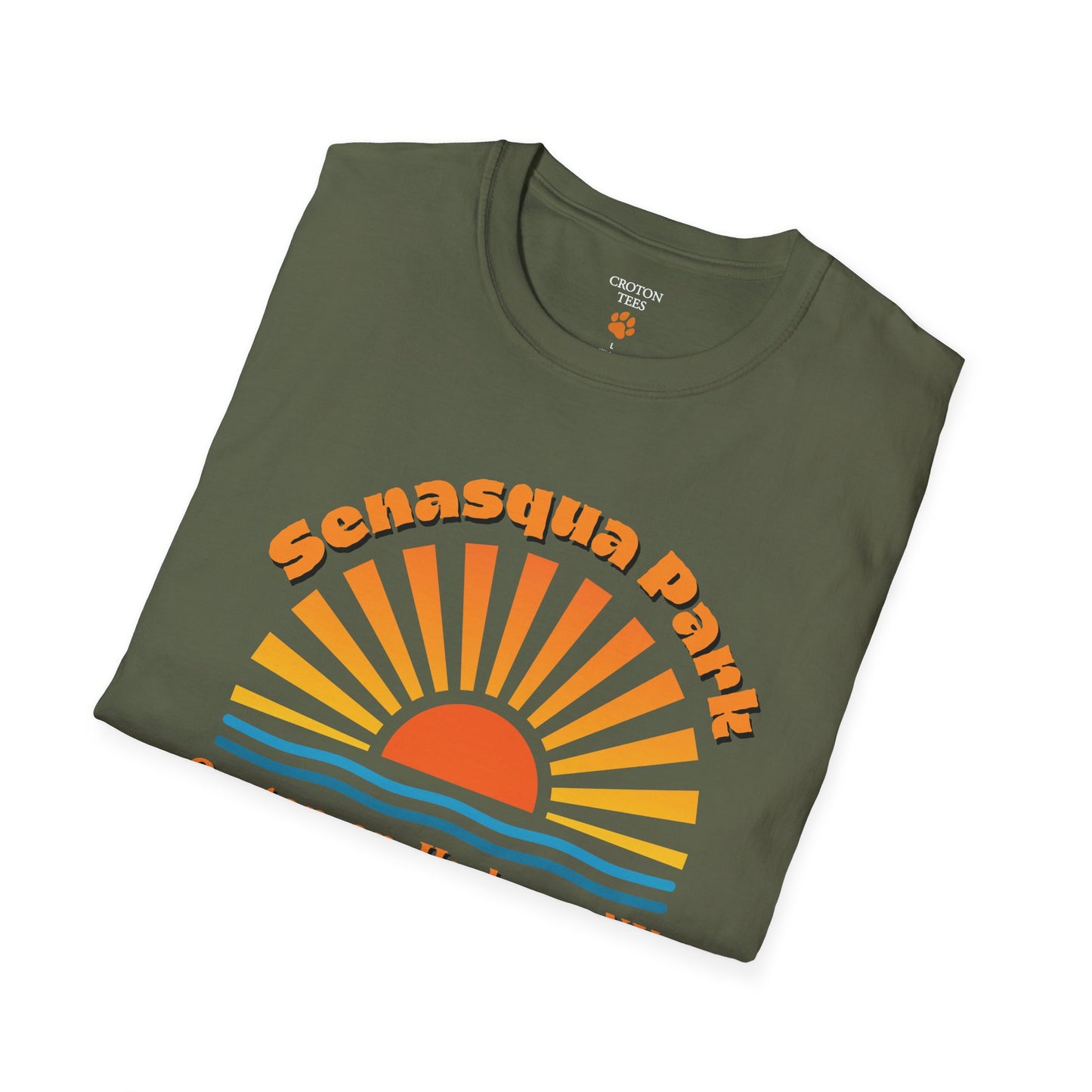 Senasqua Park sunset unisex tee