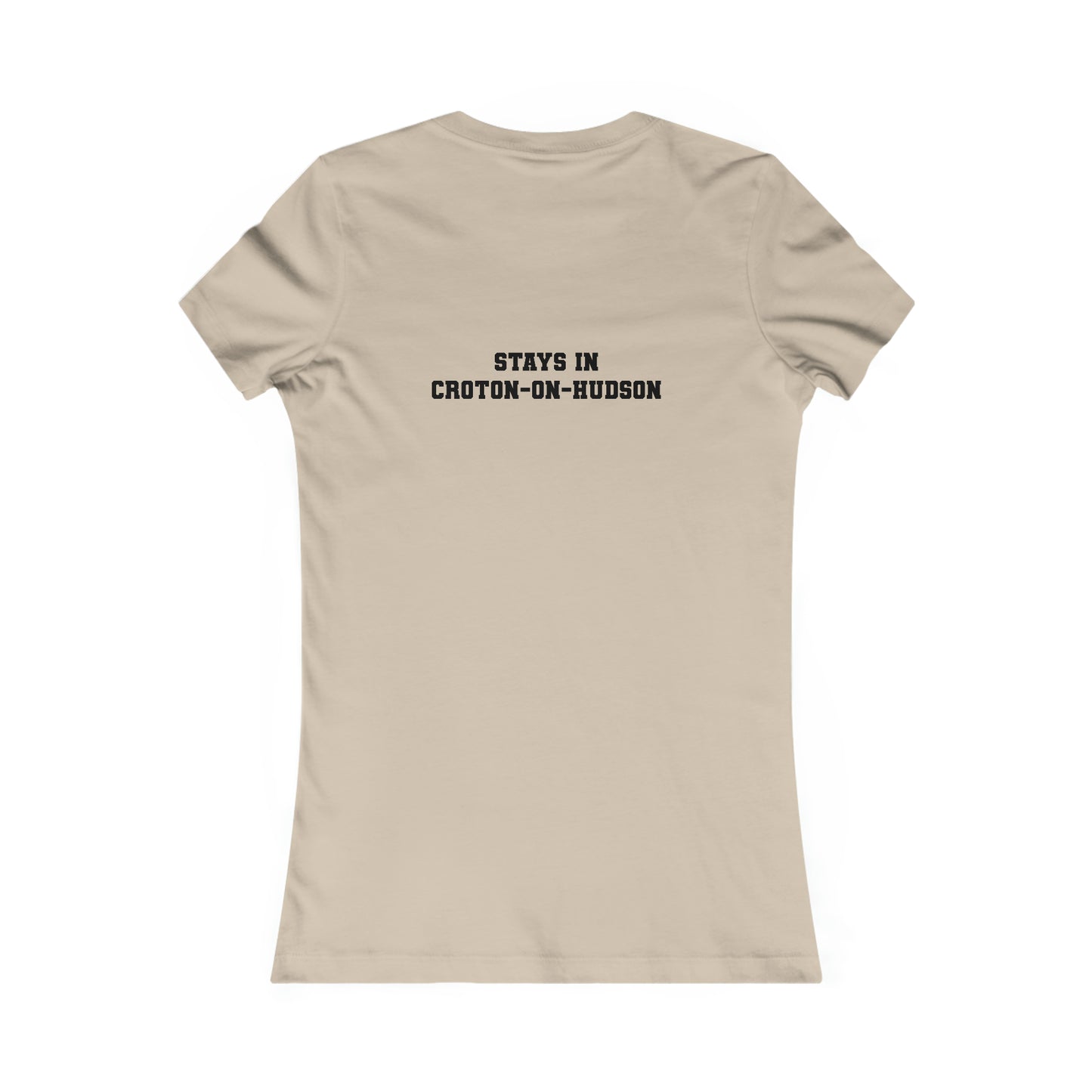 Women's Fitted "What Happens in Croton-on-Hudson stays in Croton-on-Hudson" tee (White/Light Colors)
