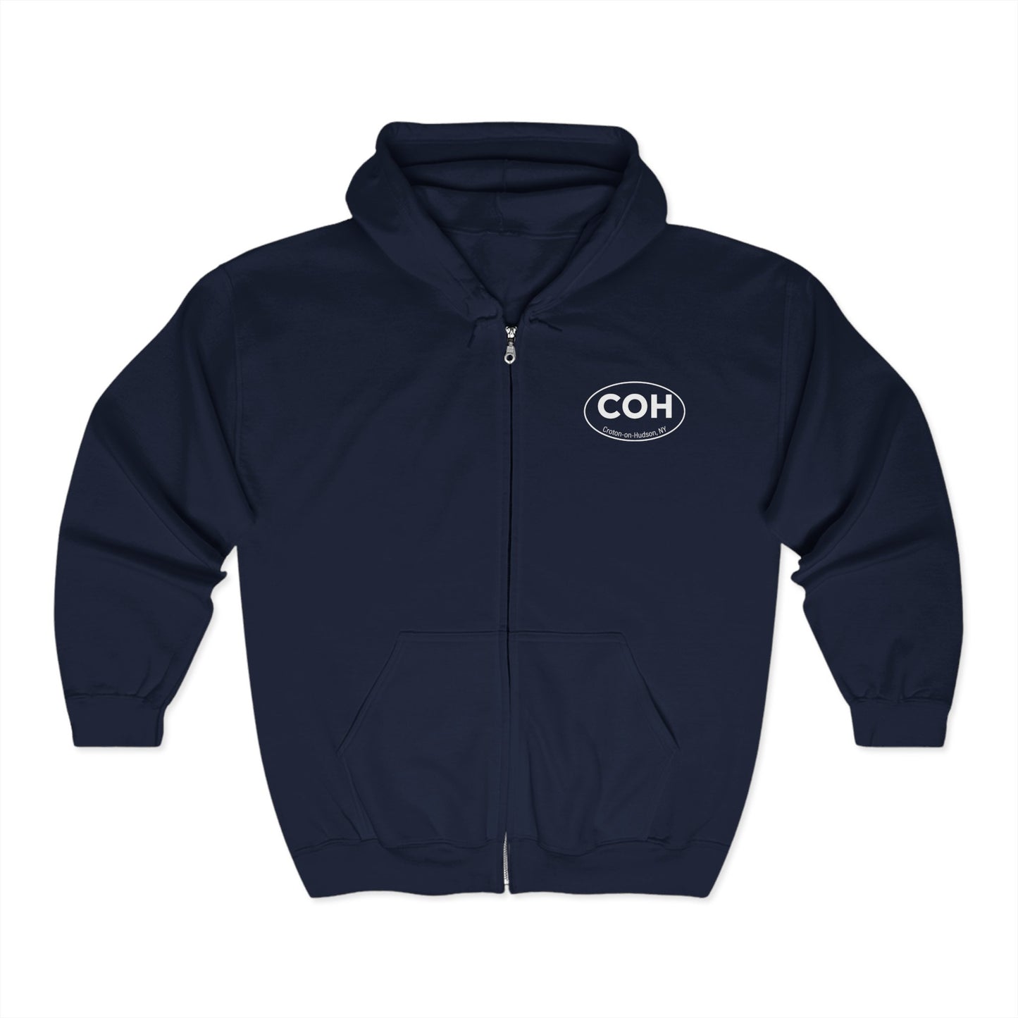 Unisex Zip up hoodie- DAM RIGHT on back/ COH front