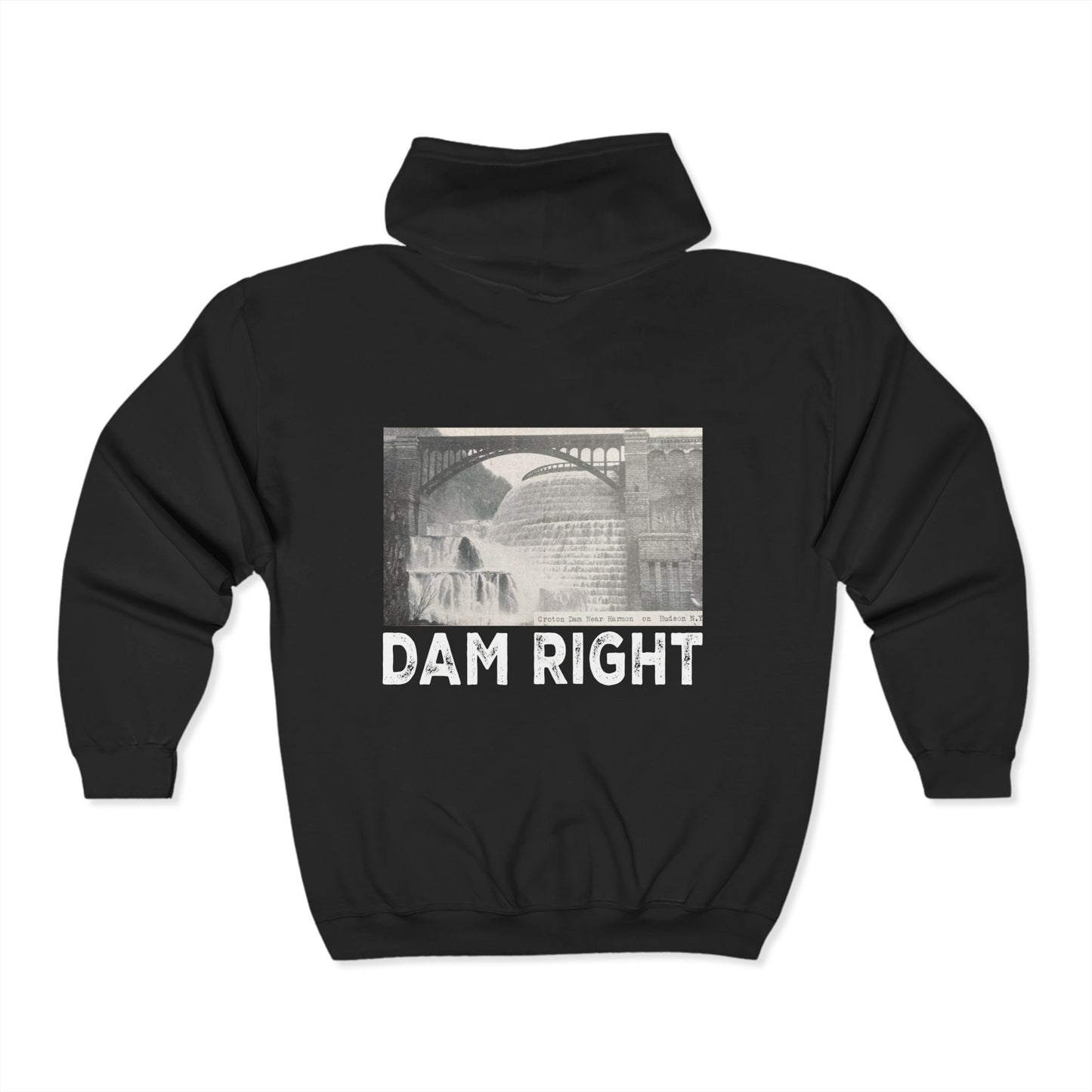 Unisex Zip up hoodie- DAM RIGHT on back/ COH front