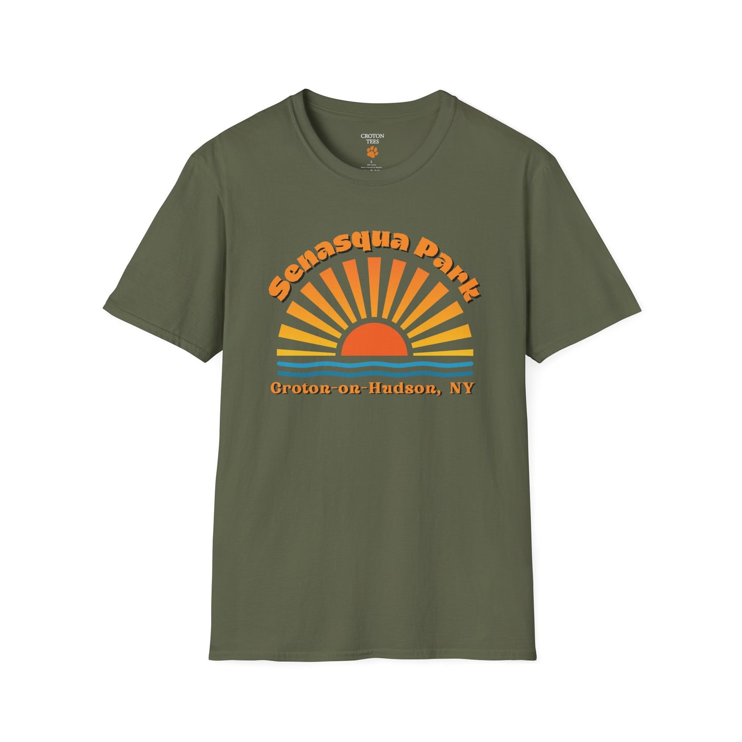 Senasqua Park sunset unisex tee