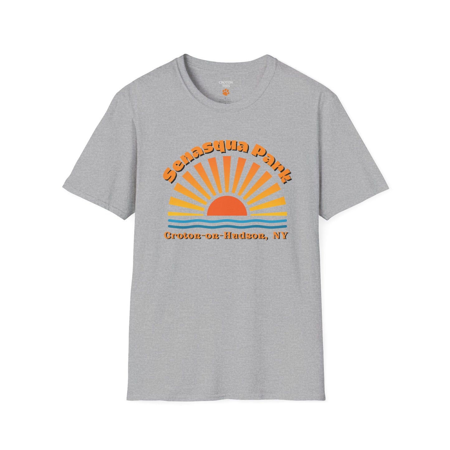 Senasqua Park sunset unisex tee