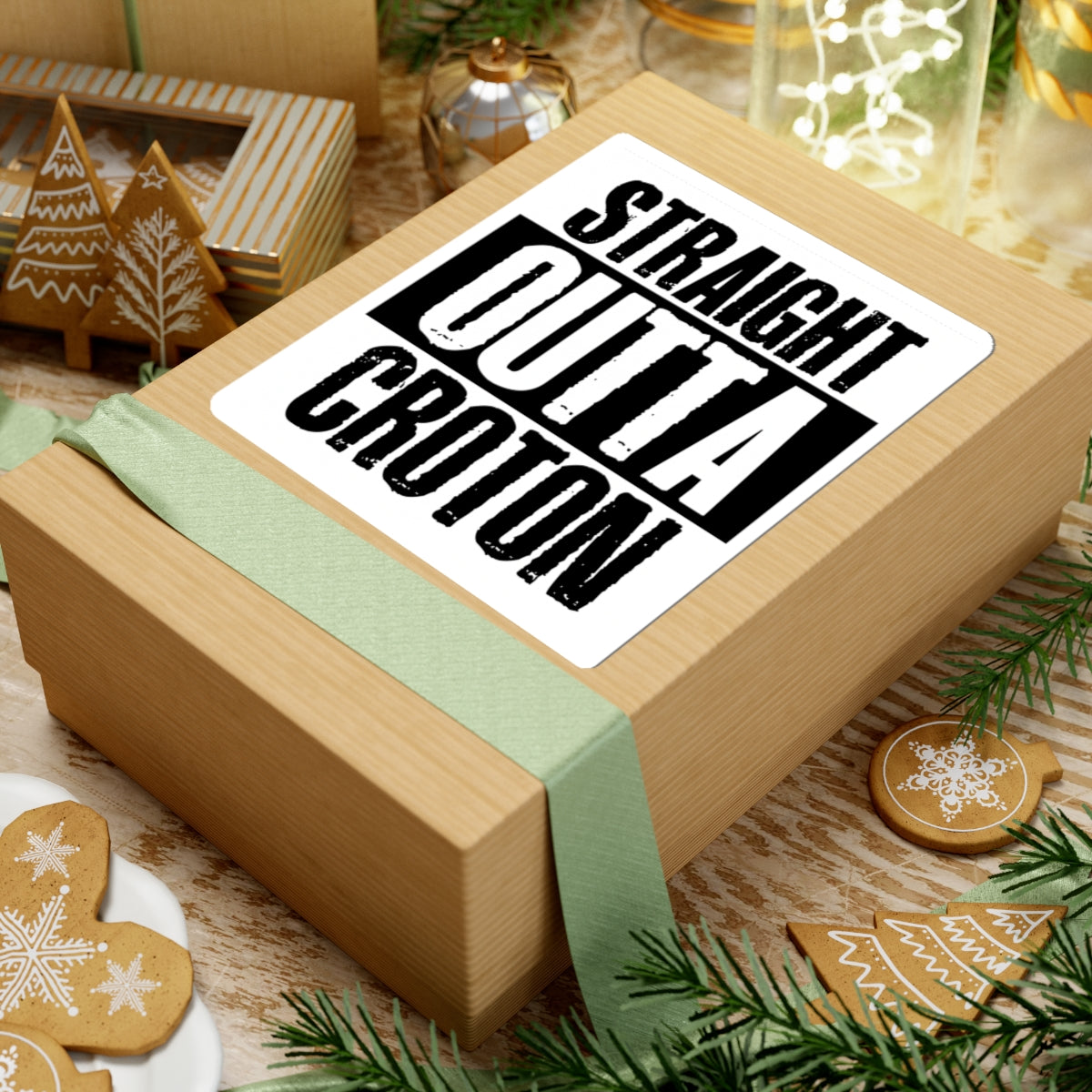 STRAIGHT OUTTA CROTON laptop sticker