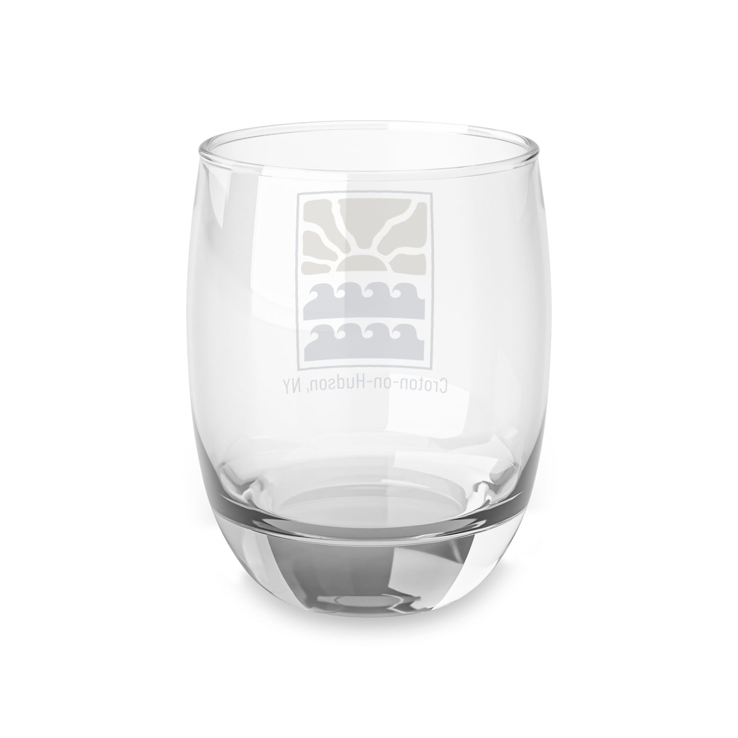 Distressed Sun over River Croton Whiskey glass