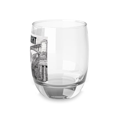 DAM RIGHT graphic DAM whiskey glass