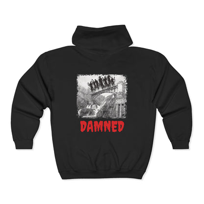 Limited edition unisex zip up hoodie- DAMNED on back/ COH front