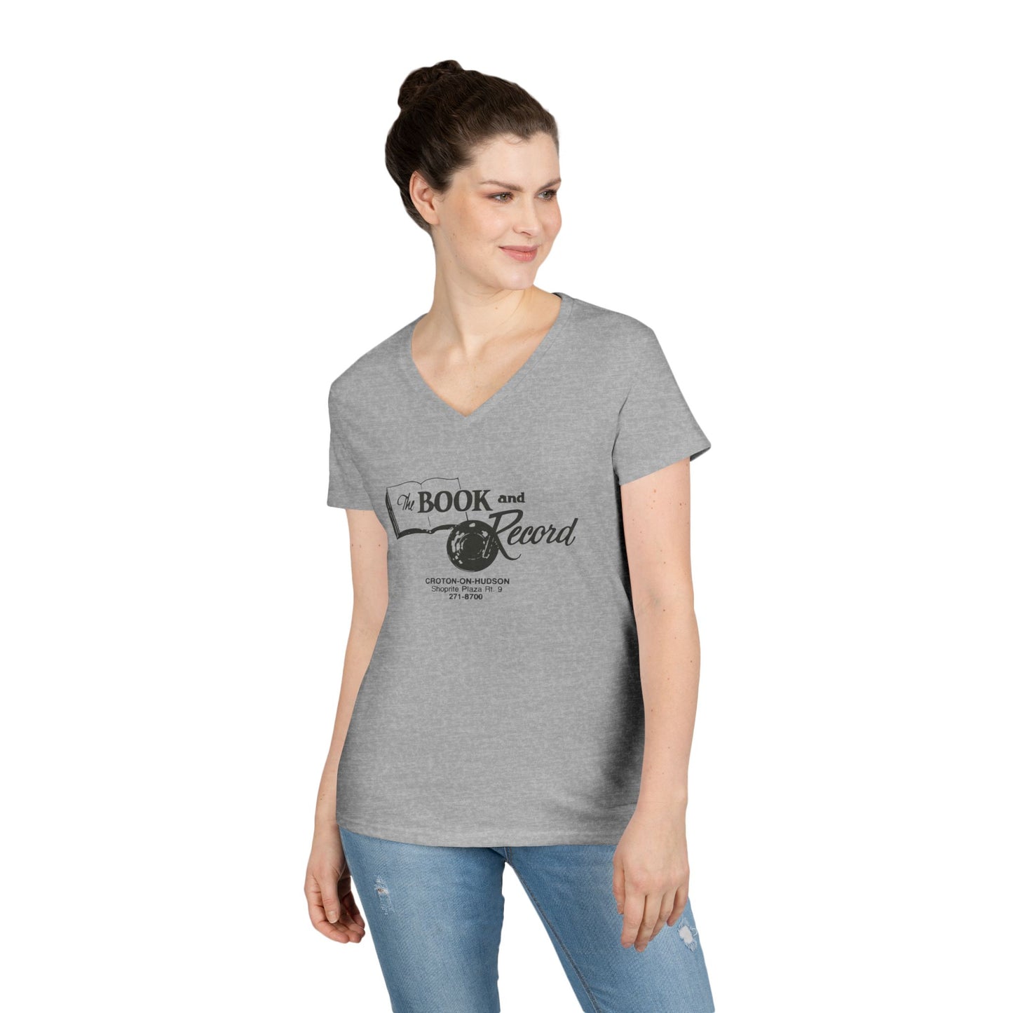 The Book and Record Ladies V-Neck T-Shirt
