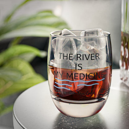 THE RIVER IS MY MEDICINE Croton Whiskey Glass - black