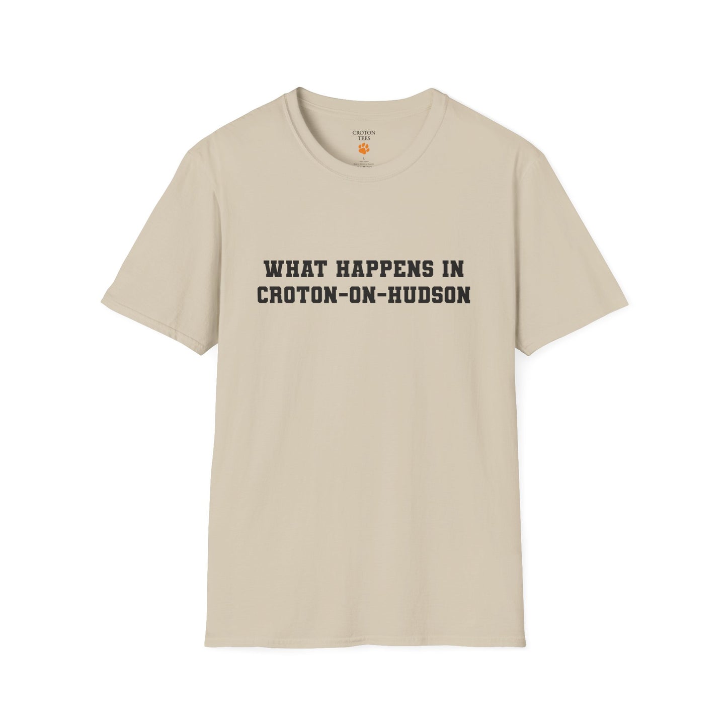 Mens / Unisex Tee "What Happens in Croton-on-Hudson stays in Croton-on-Hudson" light colors