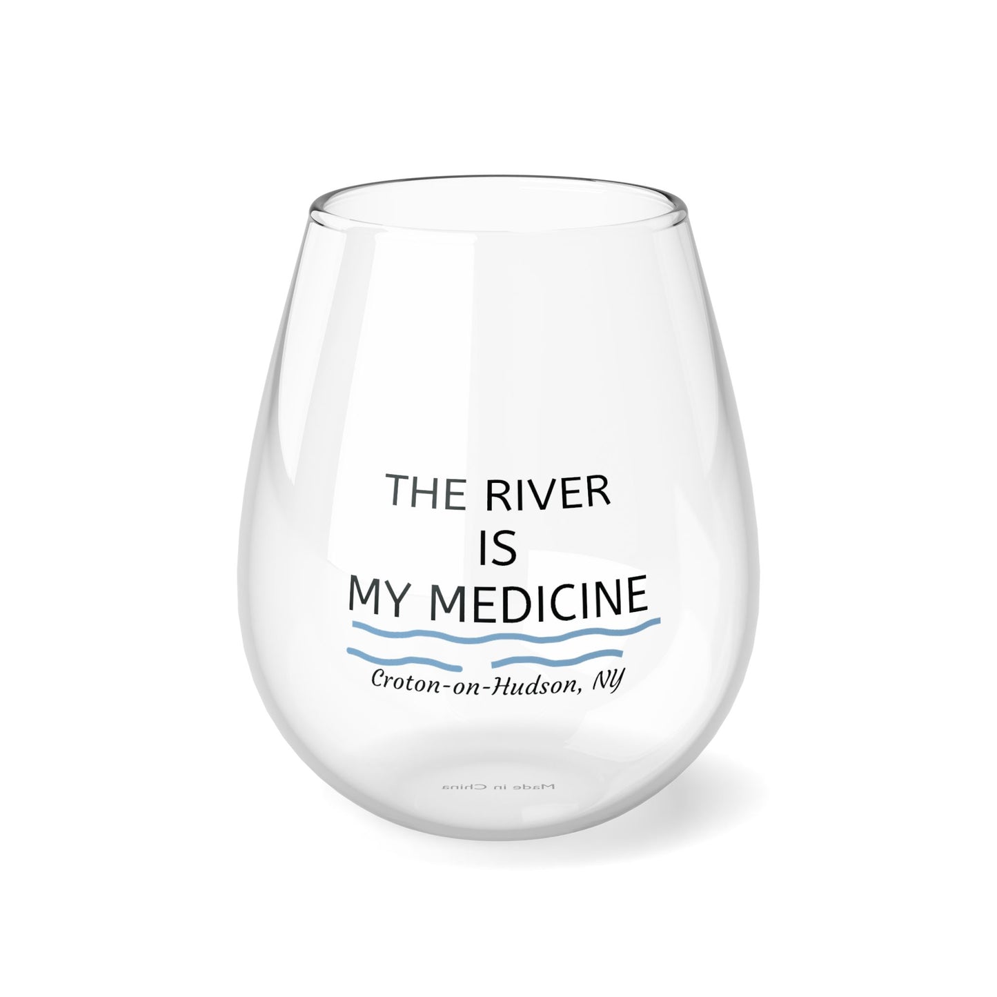 The River is My Medicine wine glass