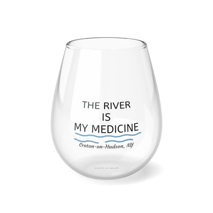 The River is My Medicine wine glass