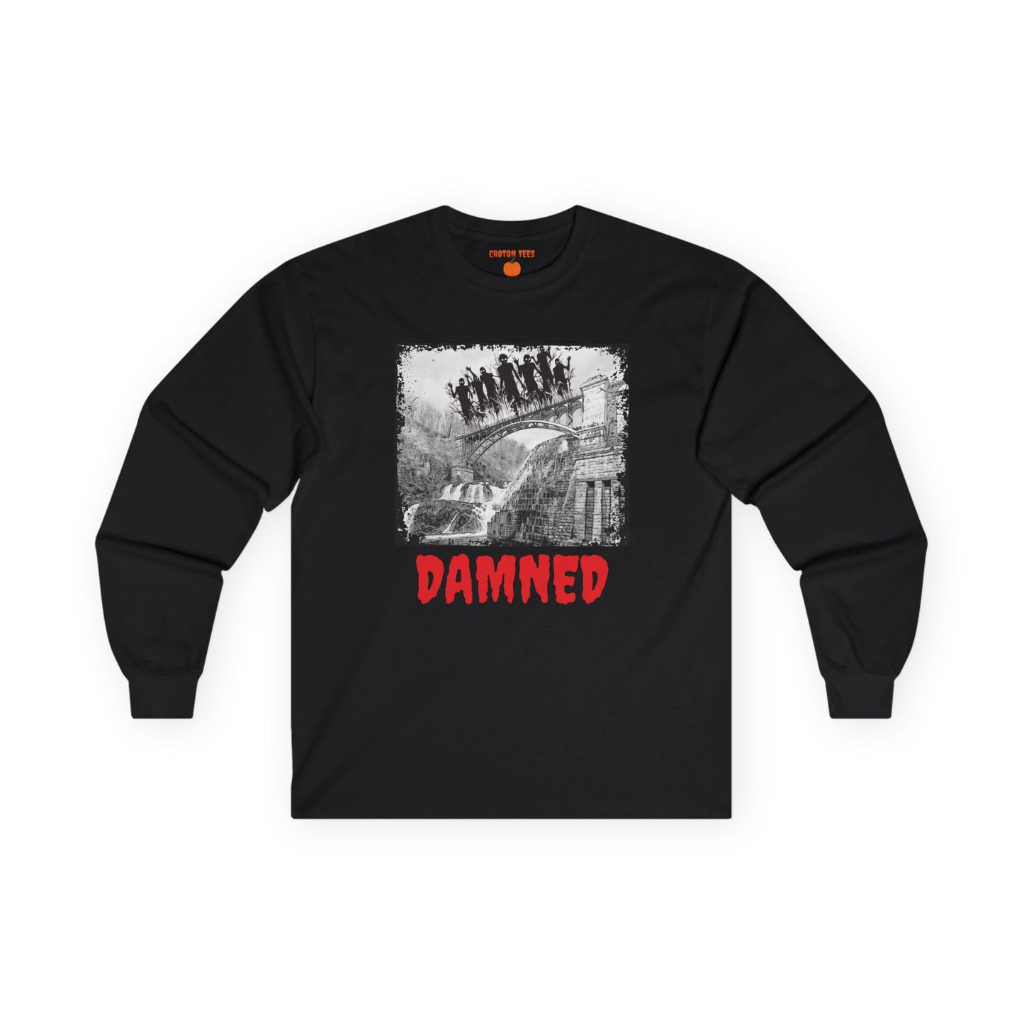 Croton DAMNED Halloween Unisex Cotton Long Sleeve Tee blank back